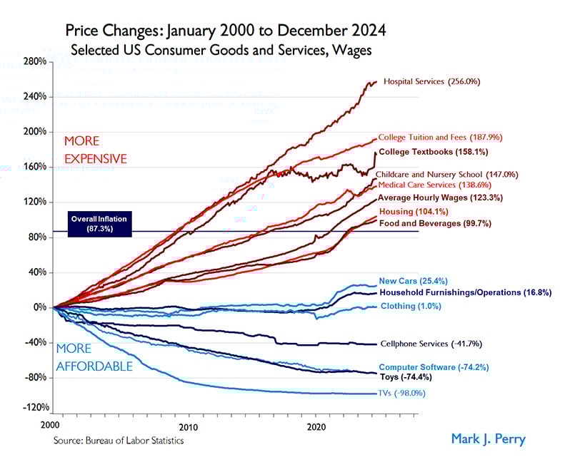 Between 2000 and 2024, the price of hospital services increased by more than 250%